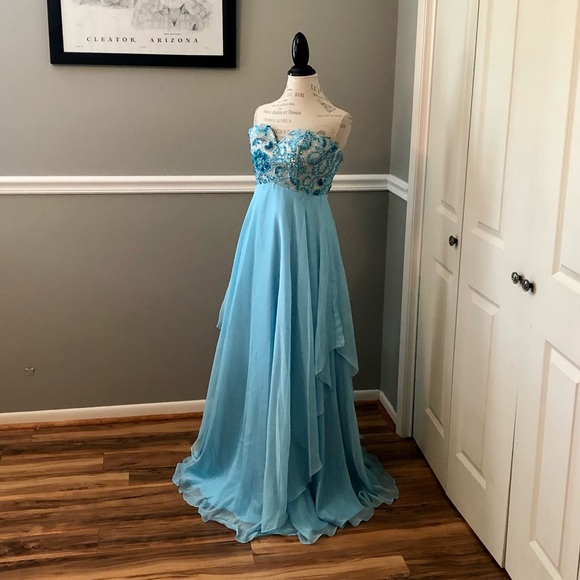 Alyce Paris Dresses & Skirts - NEW ALYCE PARIS SZ 2 LIGHT BLUE BEADED CHIFFON FORMAL EVENING GOWN